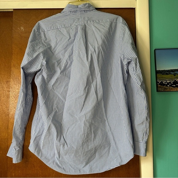 Polo Ralph Lauren Mens M Blue Gingham Check Long Sleeve Button Down Pink Logo - Picture 3 of 7